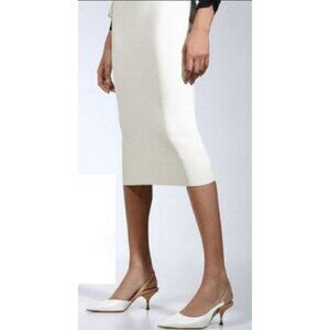 Zara Metal Trim White Pointed Toe Beige Slingback Kitten Heels Size 39/US-8 NWT